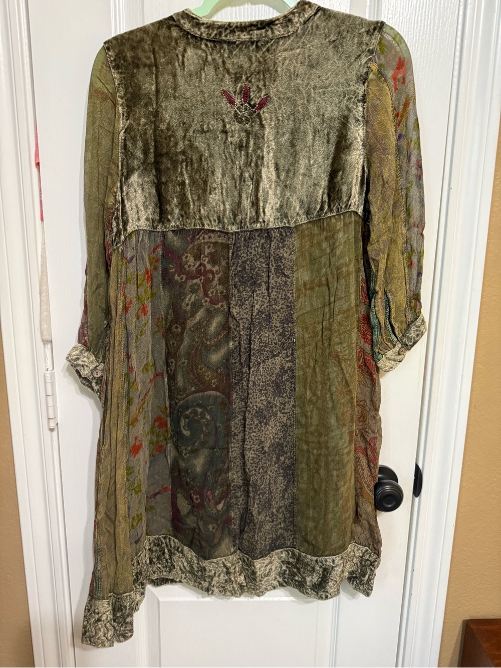 H064 NWT Young Threads S Ptp 18 Multicolor Patchwork Mini Dress with Lace-Up - Picture 6 of 14